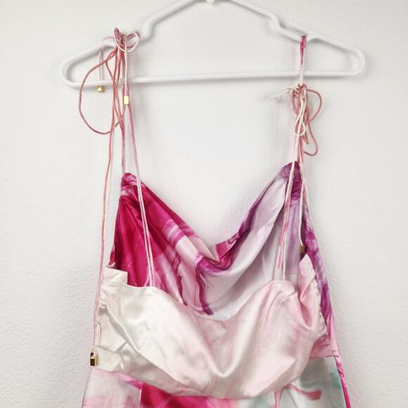 Retrofete Ariella Dress in Marble Pink Silk Size Medium Mini Sleeveless NWT - Picture 7 of 11